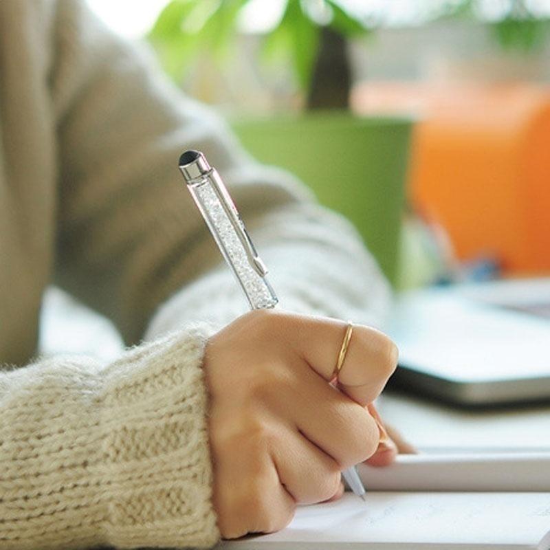 3ks/šarže 2v1 křišťálové kamínkové kuličkové pero kapacitní dotykové pero pro smartphone/tablet PC ( Náhodná barva )