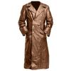 Men's Plus Size Double-Breasted Leather Trench Coat - German Military Style for Autumn/Winter