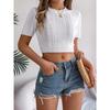 Spring Summer Women's Casual Twist Short Sleeve Holiday Short Cord Knitwear