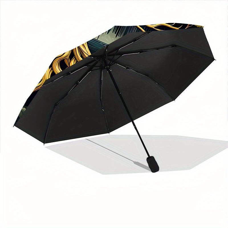 1pc Tree of Life Automatic Folding Umbrella, 8-Rib Sturdy Canopy, Portable Travel Umbrella for Outdoor Use