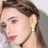 Yutsai Korean Flower Painting Earrings Imitation Pearls Alloy Stud Earrings Elegant Fashion Jewelry OG071