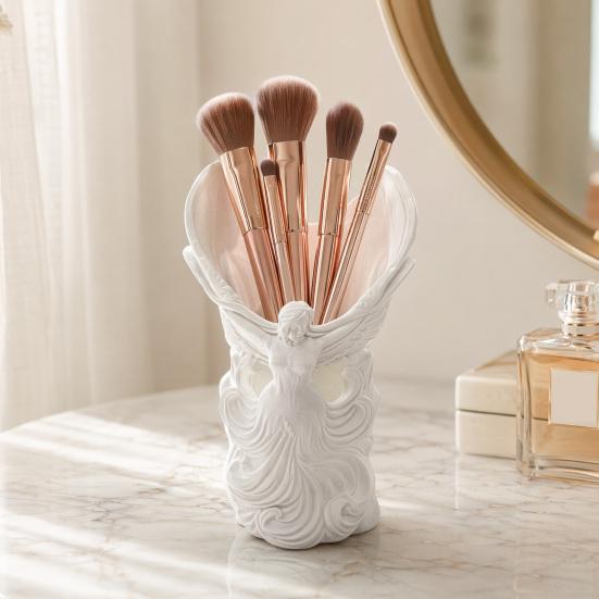 Angel Fairy Pen Holder, 3D Printed Cosmetic Organizer, Cute Makeup Brush Cup for Vanity Desk, Dried Flower Vase, Gift for