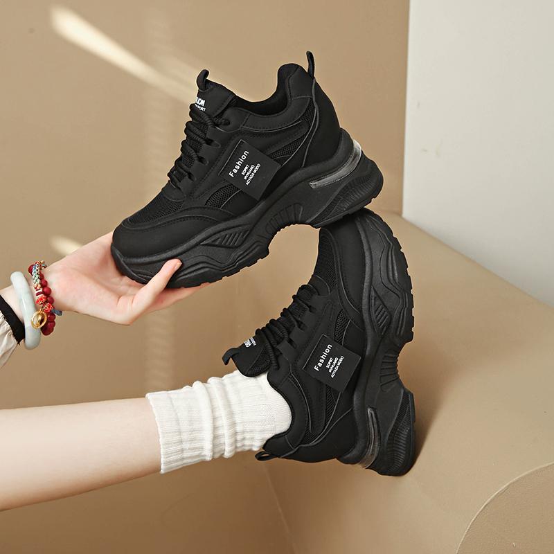 Fashion CRLAYDK Chunky Mid Top Sneakers for Women Height Incrase Wedge Air Cushion Casual Platform Tennis Walking Mesh Trainer Shoes