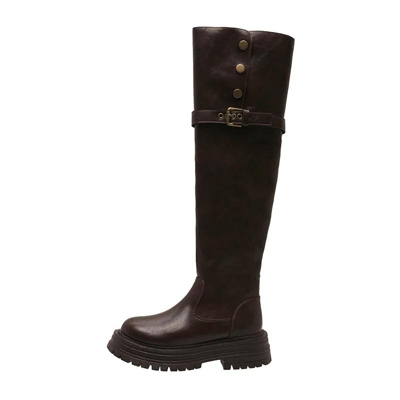 Women's High Over The Knee Boots Trendy Retro Fashion Winter Walking Snowmobile Boots Outdoor 2025 Botas De Invierno Para Mujer
