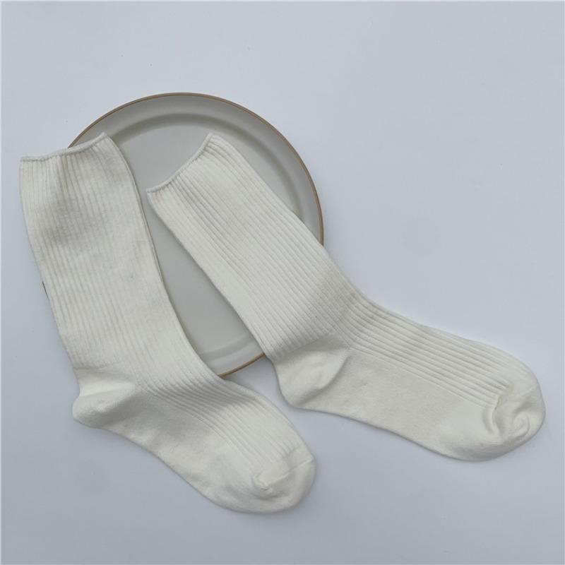 

Женские летние модные универсальные однотонные махровые хлопковые носки 1 pair молочный белый