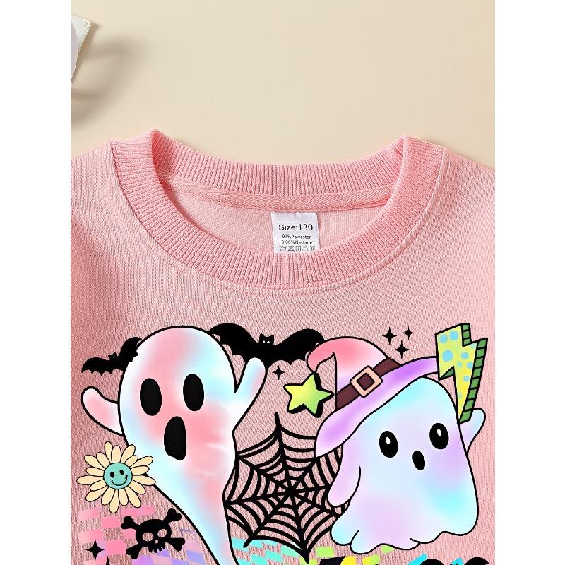 Kids Crewneck Sweatshirt, Cute Halloween Spider Web Print, Soft Casual Pullover for Fall Winter
