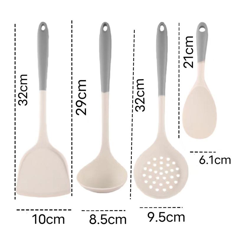 2/3/4Pieces Silicone Kitchen Utensil Set With Non-Stick Pans Silicone Spatula Soup Ladle Slotted Spoon Outdoor Tableware