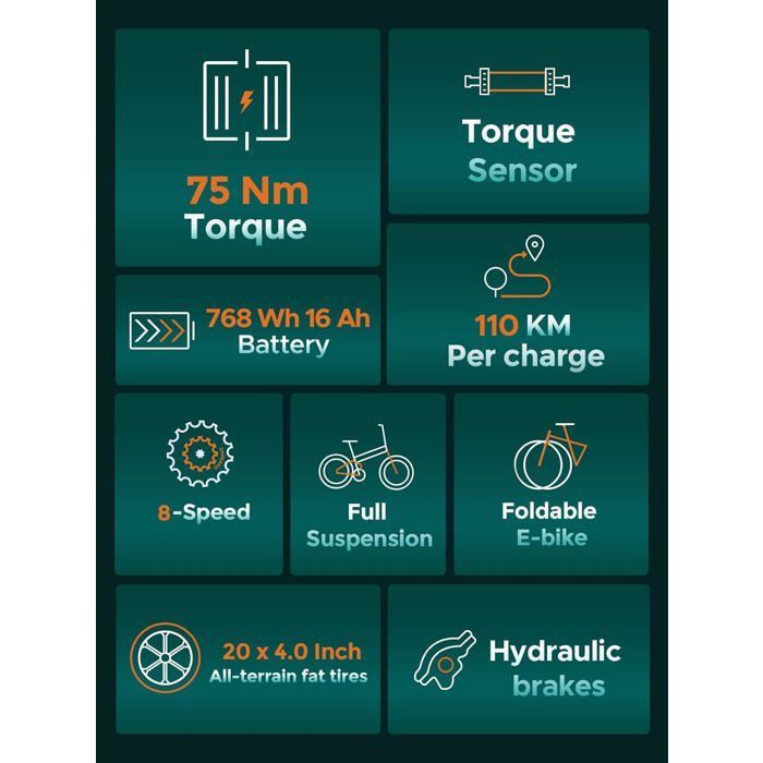 Elektrofahrrad - ENGWE - ENGINE PRO 2.0 - 16Ah 48V Batterie - Reichweite 150 km - Faltbar