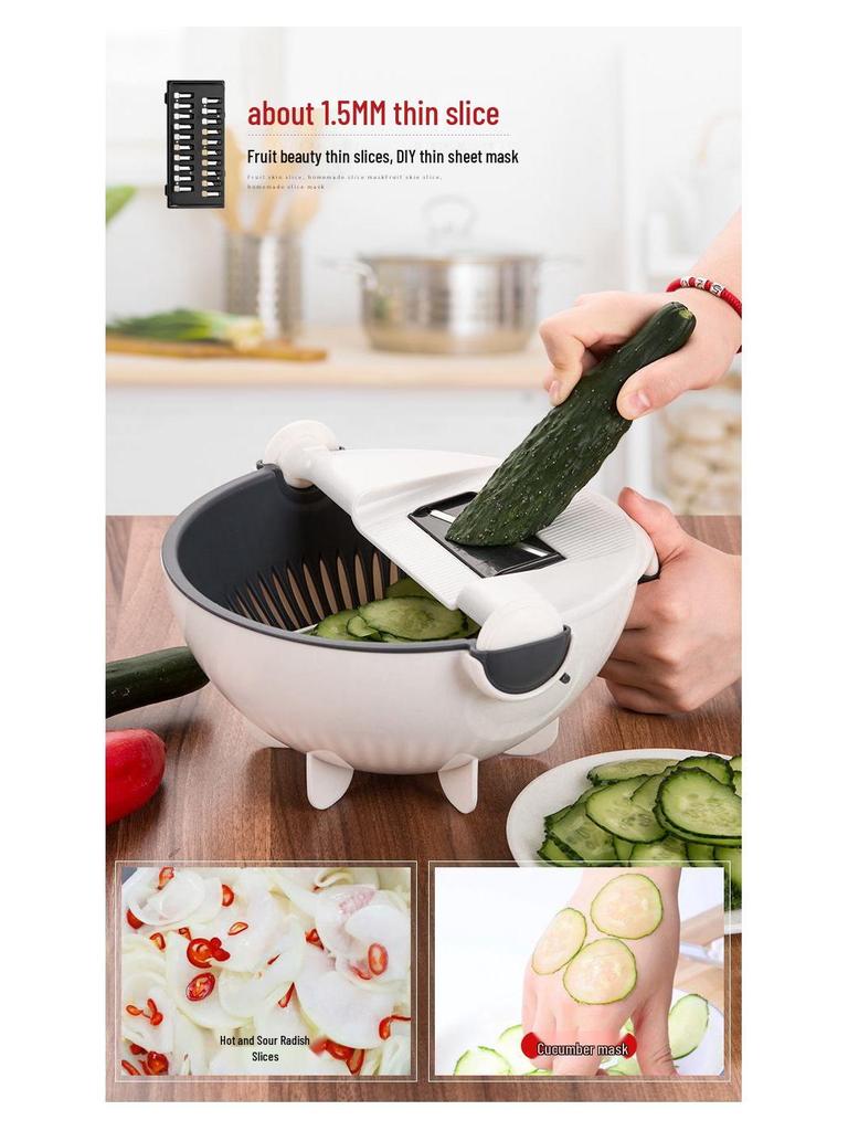 Home Jia Yue Multifunctional Vegetable Cutter: Slicer, Grater, Drain Basket, Shredder
