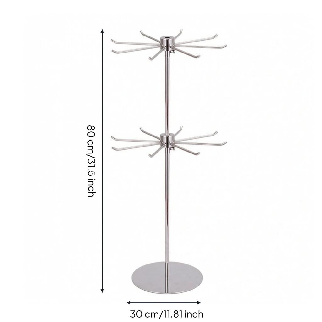 Rotating Necklace Holder Jewelry Display Rack | Sturdy Round Flat Base,