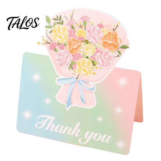 Decorative Floral Greeting Cards 10Pcs 3D Flower Thank You Card, Bouquet Best Wishes Note Appreciation Gifts for Anniversary, Mother's Day, Teachers'