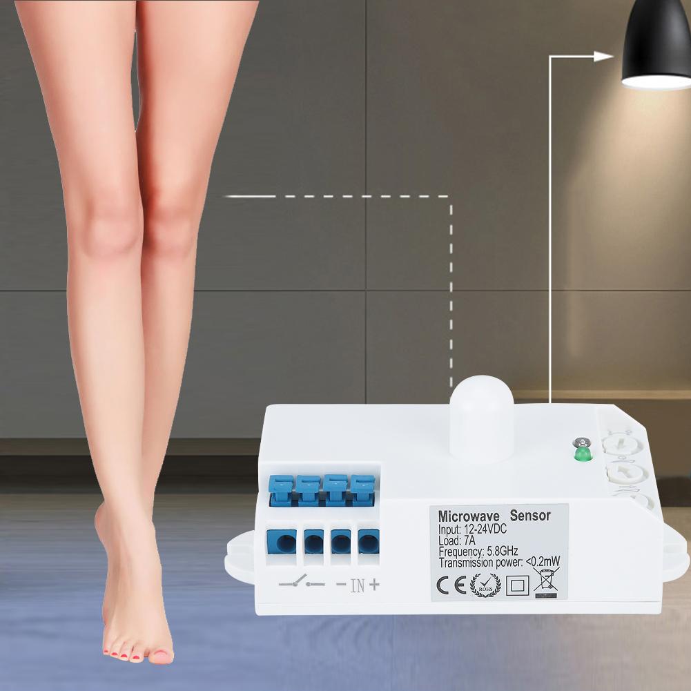 5.8GHz Intelligent Body Induction Switch Microwave Radar Light Sensor Switch DC 12 24V