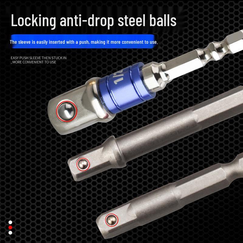 Hex to Square Adapter: Steel Ball Joint Extension Rod with Electric Socket Conversion