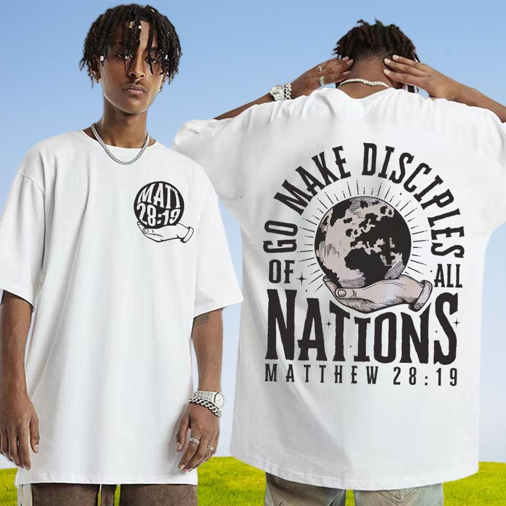 Large Cotton Men's Go Make Disciple Christian Street Wear T-shirt Retro Bible T-shirt Fashion Aesthetics Short Sleeve T-shirt