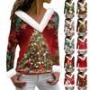 Women's T Shirt Tee Christmas Shirt Long Sleeve Party Christmas Print Collar V Neck Top