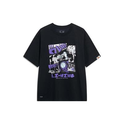 Maglione Traspirante ad Asciugatura Rapida Fresco con Stampa di Lettere Girocollo Comoda Casual Manica Corta T-Shirt Top da Uomo Nero AHSUD81-2