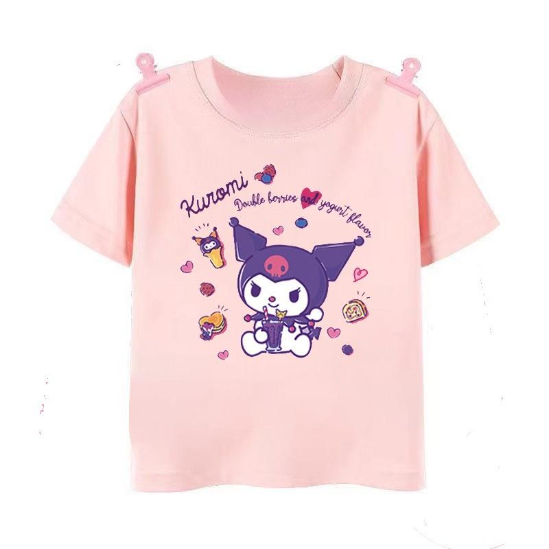 

Sanrios 2026 Summer New Design HelloKitty Graffiti Cartoon Print Pure Cotton Breathable Childrens ShortSleeved TShirt S