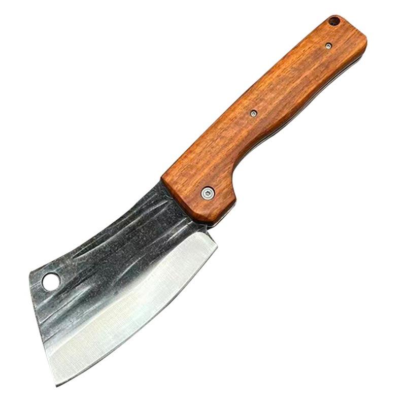 Portable Rosewood Handle, Two-purpose Folding Kitchen Knife for Chopping and Cutting, Thick, Sharp, Forged and Durable