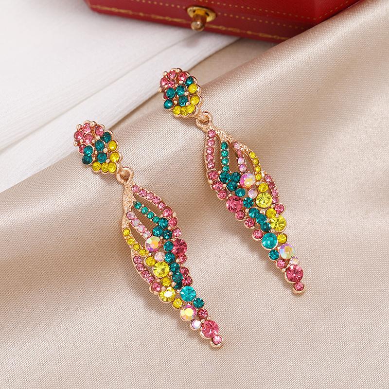 S925 silver needle niche baroque retro personalized crystal stud earrings women's fashion versatile long temperament earrings