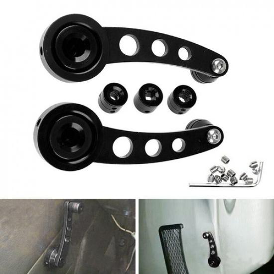 Black Window Door Winder Glass Handles Cranks Billet CNC Aluminum Manual Car Kit