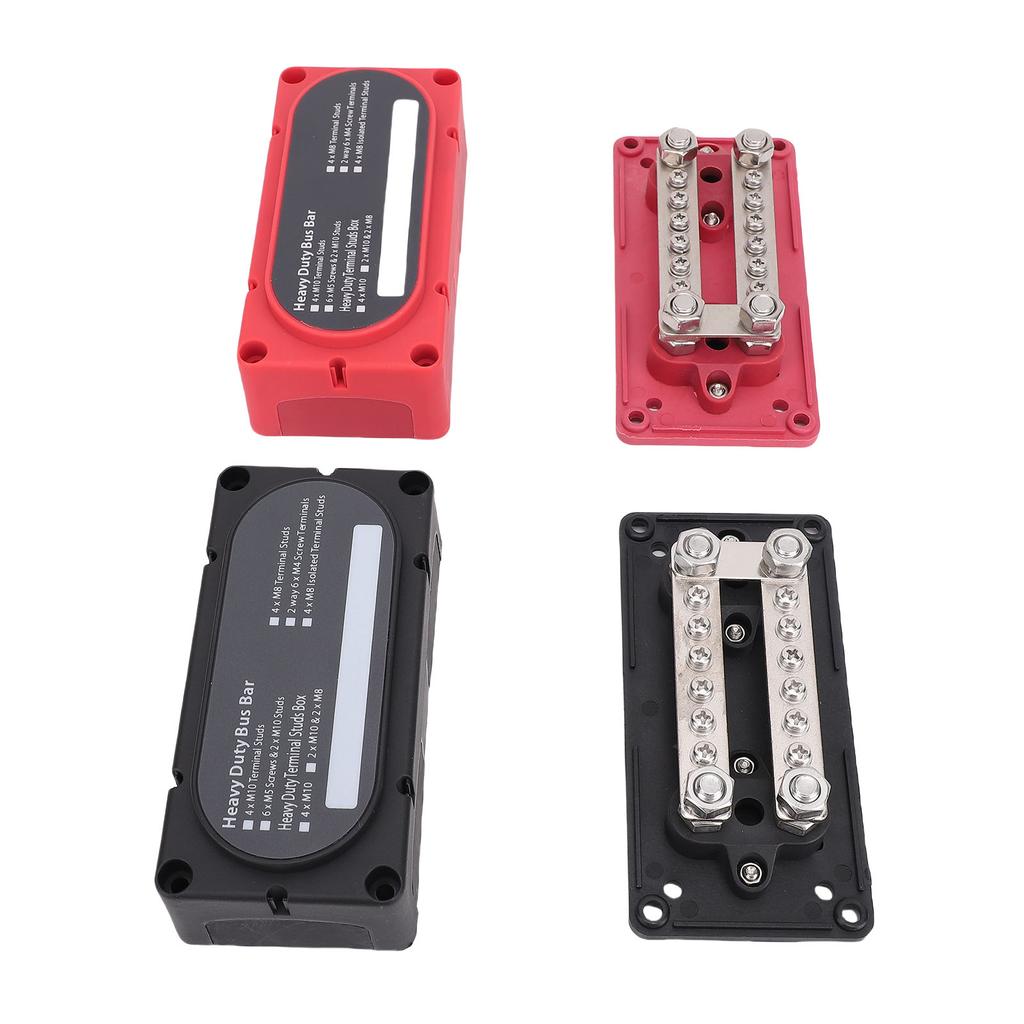 2 Pcs Bus Bar 12 Screws Terminal M8 Studs 48V 150A Power Distribution Block Bus Bar for Automotive Marine RV Yacht