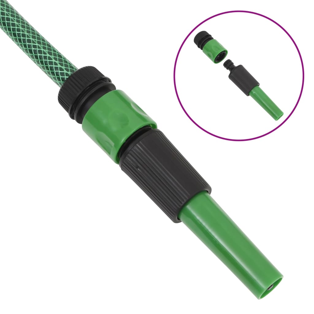Vidaxl Garden Hose with Connector Set, Green, 0.6", 20 M, Pvc
