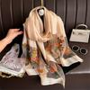 Luxury Women Hijab Shiny Lace Scarf Silk Soft Wool Shawls And Wraps Embroidery Flower Thin Scarves Foulard Female Bufanda