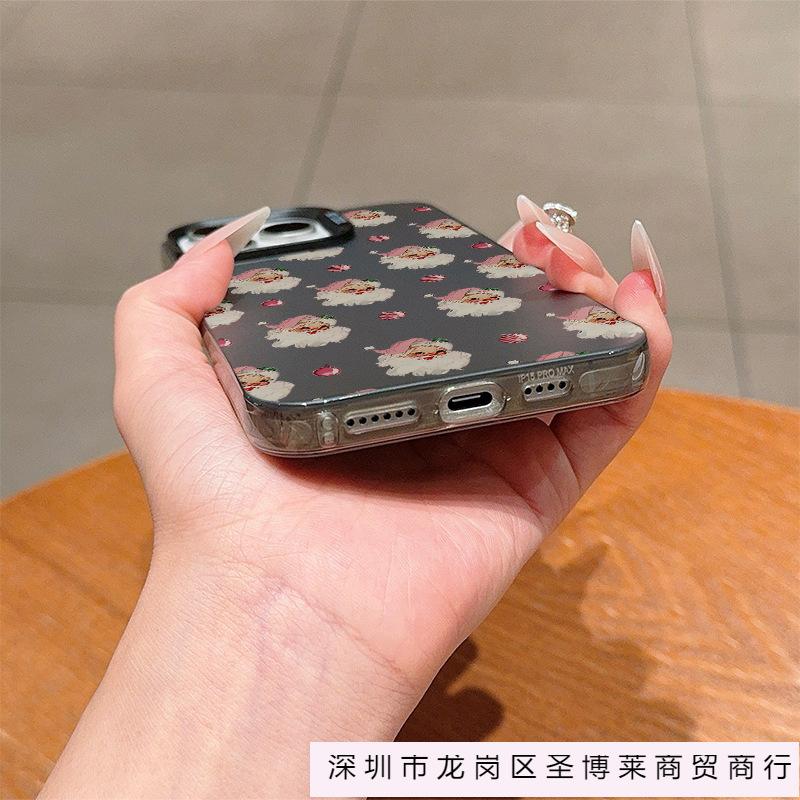 Applicable To Apple 14Pro Colored Silver 13/12/11 Full Screen Santa iPhone Mobile Phone Case 15/16ProMax