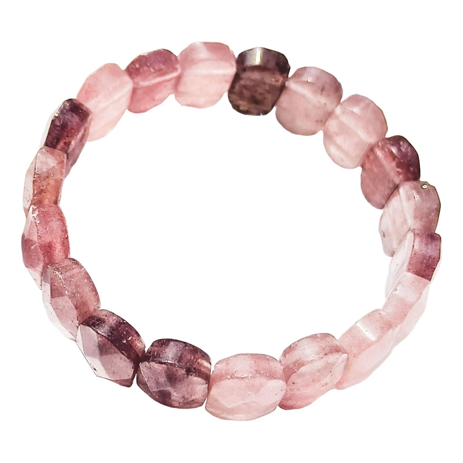 

Браслеты из натуральных камней с квадратными бусинами, аметист, розовый кварц, прямоугольный браслет для женщин One Size