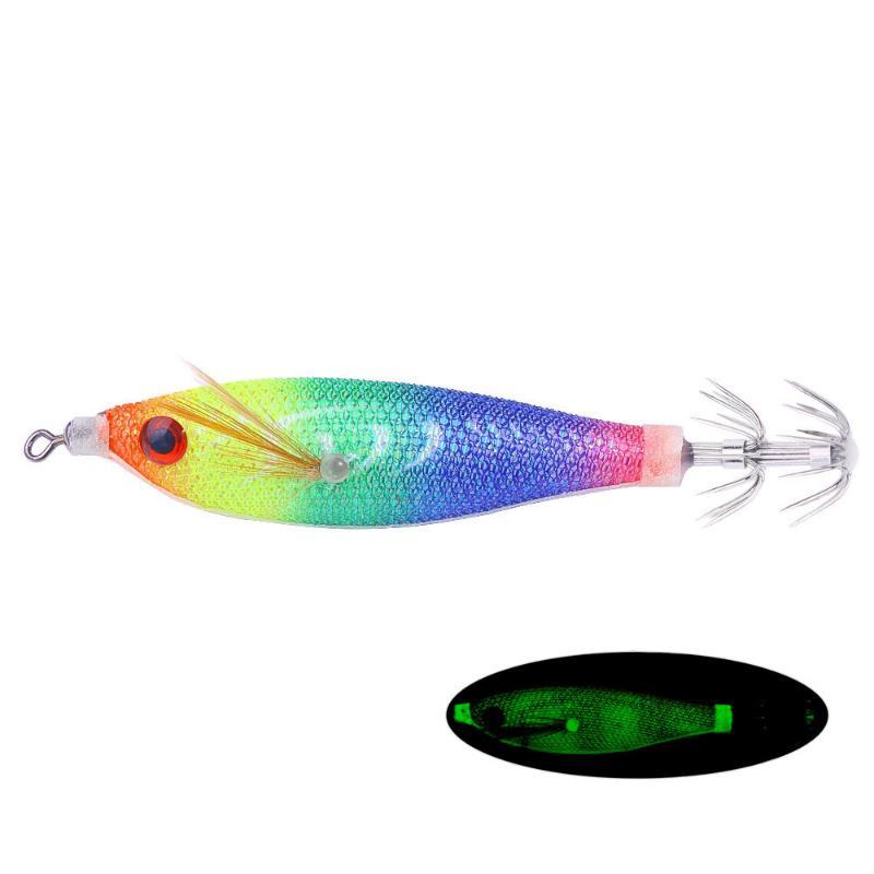 1/5/10Pcs Horizontal Squid Jigs Luminous Cuttlefish Lure Plated Jigging Baits Sea Fishing Artificial Shrimp Hook