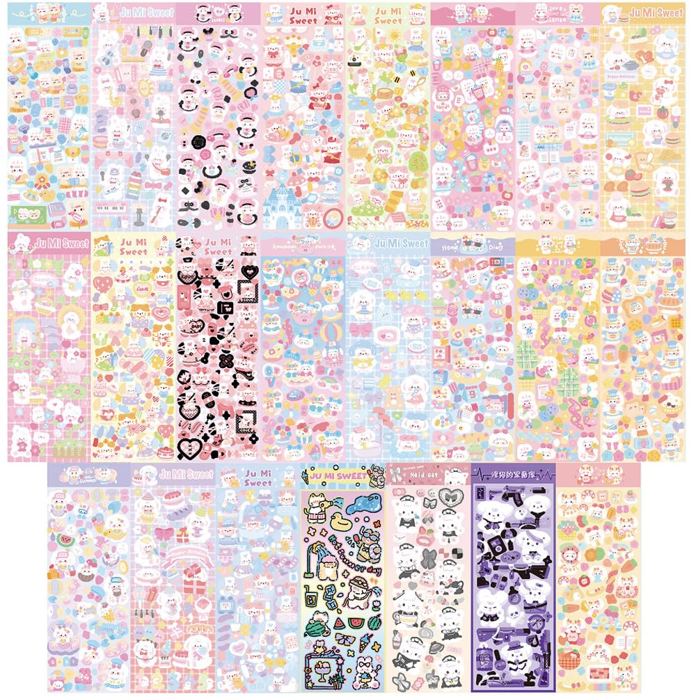 Moin Moin Sparkling Animal Assortment Featuring Korean Colorful Teddy and Polar Bear Also Suitable for and 2412sl335 Loose, Stickers, 23-Piece Set,