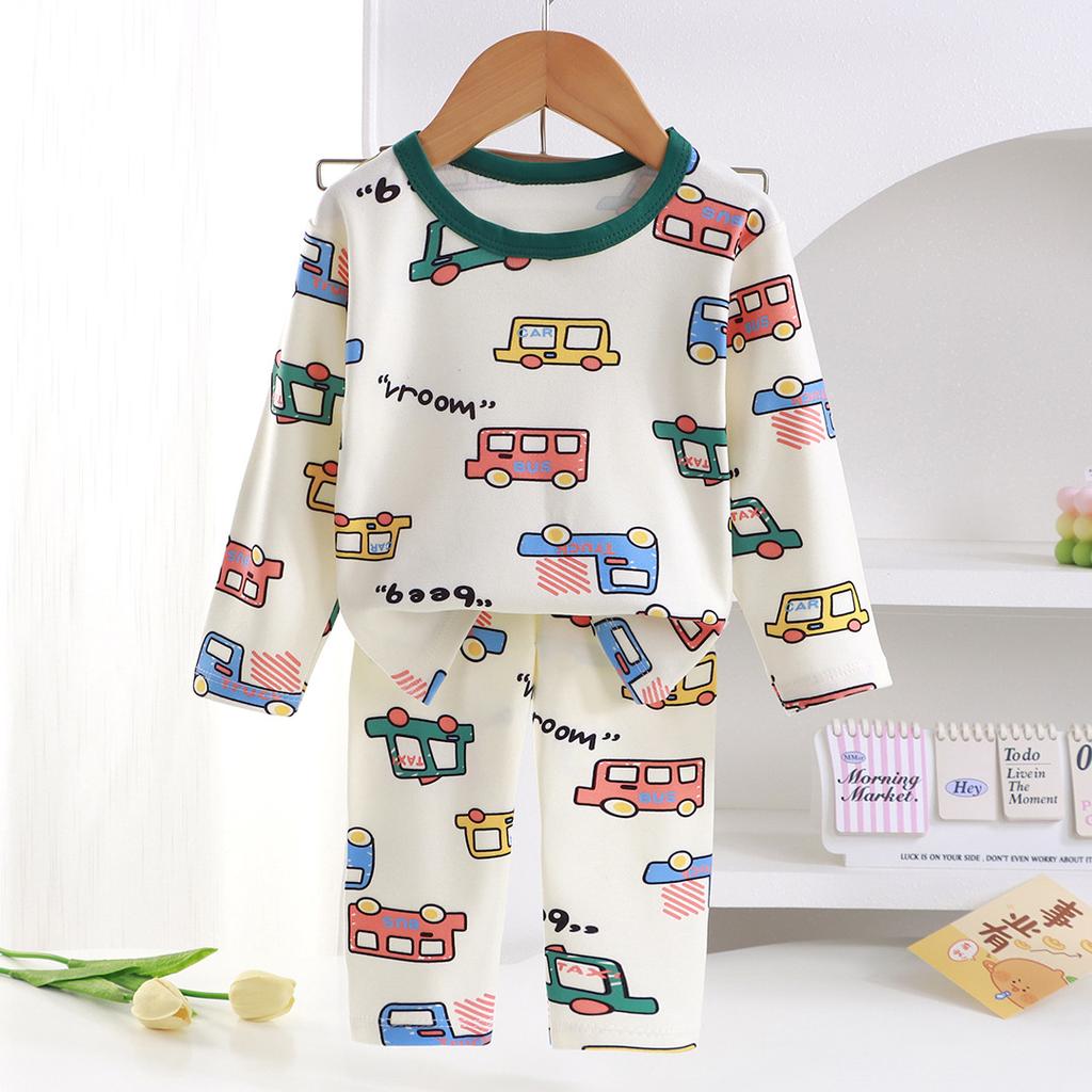 2-Piece Set Soft Pajamas Children Boys Girls Baby Spring Autumn Cartoon Long Sleeve Home Sleepwear Set Christmas