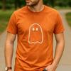 Minimalist Simple Line Ghost Graphic T Shirt Unisex Cotton Short Sleeve Cute Spooky Halloween Fall Black Casual Tee