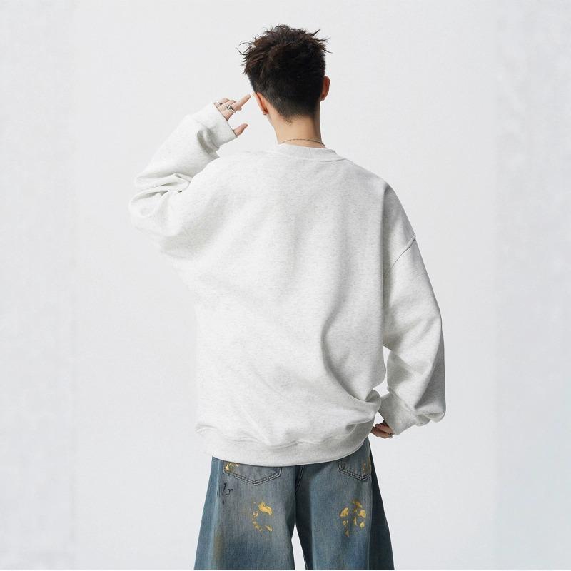 Pull épais à col rond imprimé floral marque automne et hiver ample décontracté beau voyou vêtements noirs
