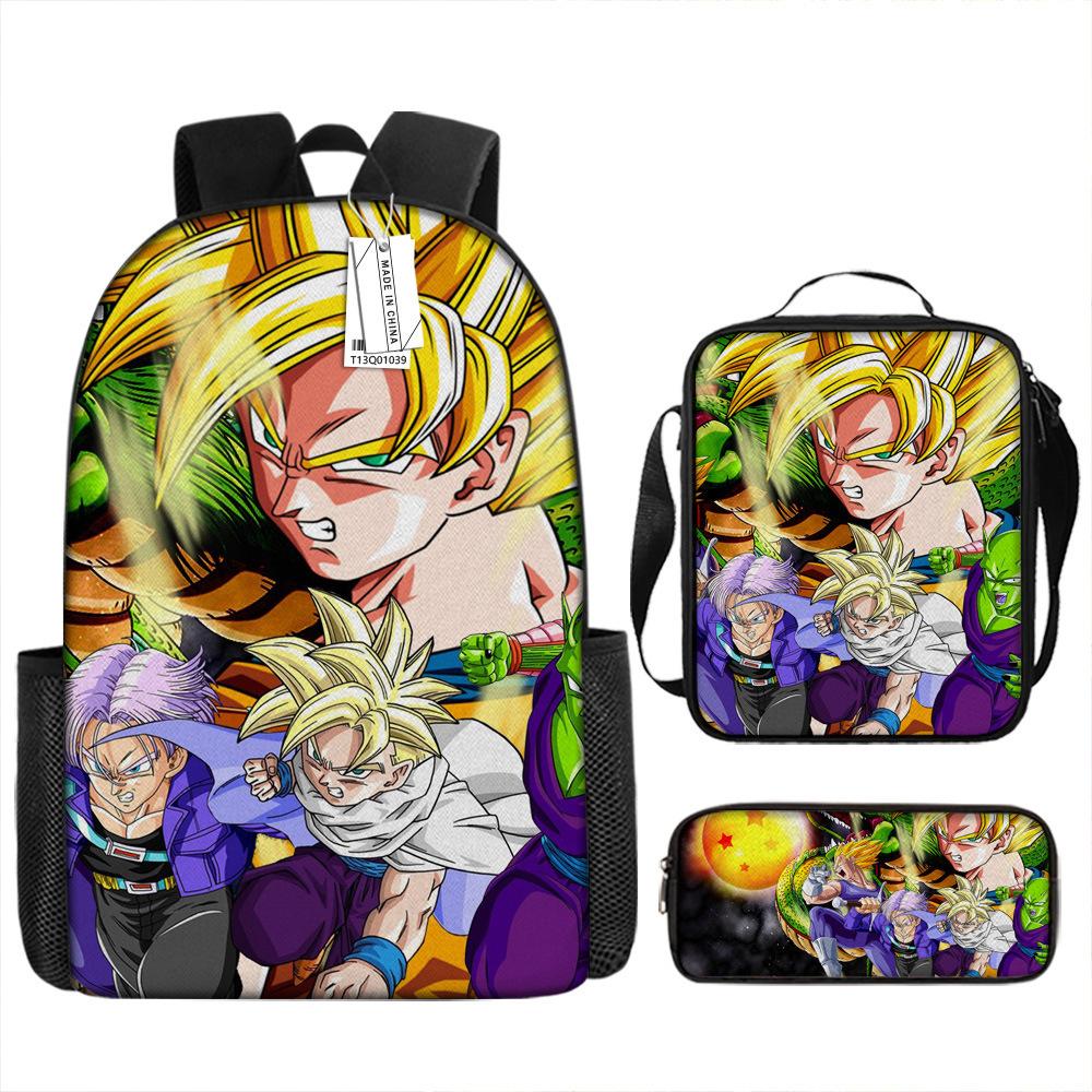 Dragon Ball three-piece backpack popular animation primary school schoolbag boys new bag