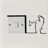 Minimalist La Linea Switch Sticker Cartoon Character Power Switch Decal Line Drawing Design Wall Decor For Home, Office, Cafe