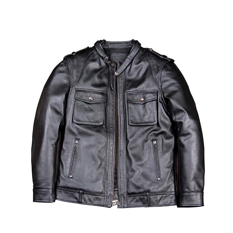 Chinese Size Men Leather Jacket Style Genuine Cowhide Soft Slim Fit Spring Autumn