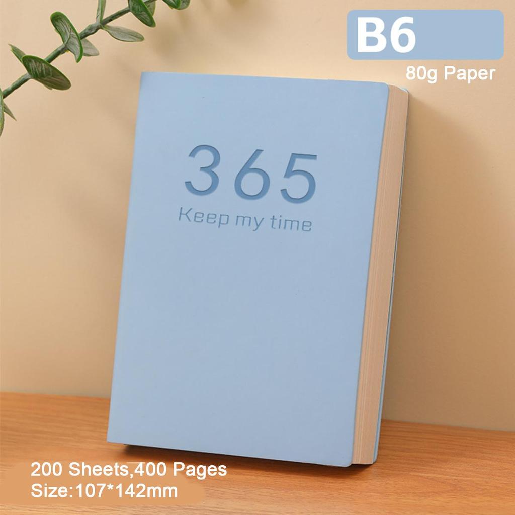 B6 Leather Notebook, 2025 Business Schedule, Student Daily Planner, Self-discipline Punch Card Recorder, Notepad, Memo