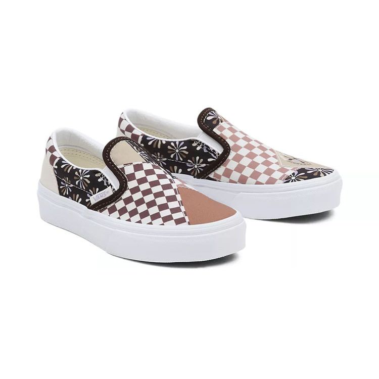 Vans Slip-On Checkerboard Casual Comfortable Low Top Kids Skate Shoes Kids sneaker Beige Brown VN0A7Q5GAS0