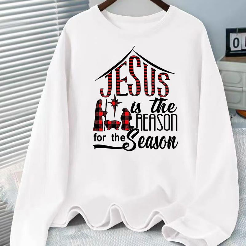 (Asian Size) Tree Sweet Christmas Holiday Graphic Tee Women Autumn Winter Casual Fashion Top Clothing Print T Shirt Long Sleeve T-shirts