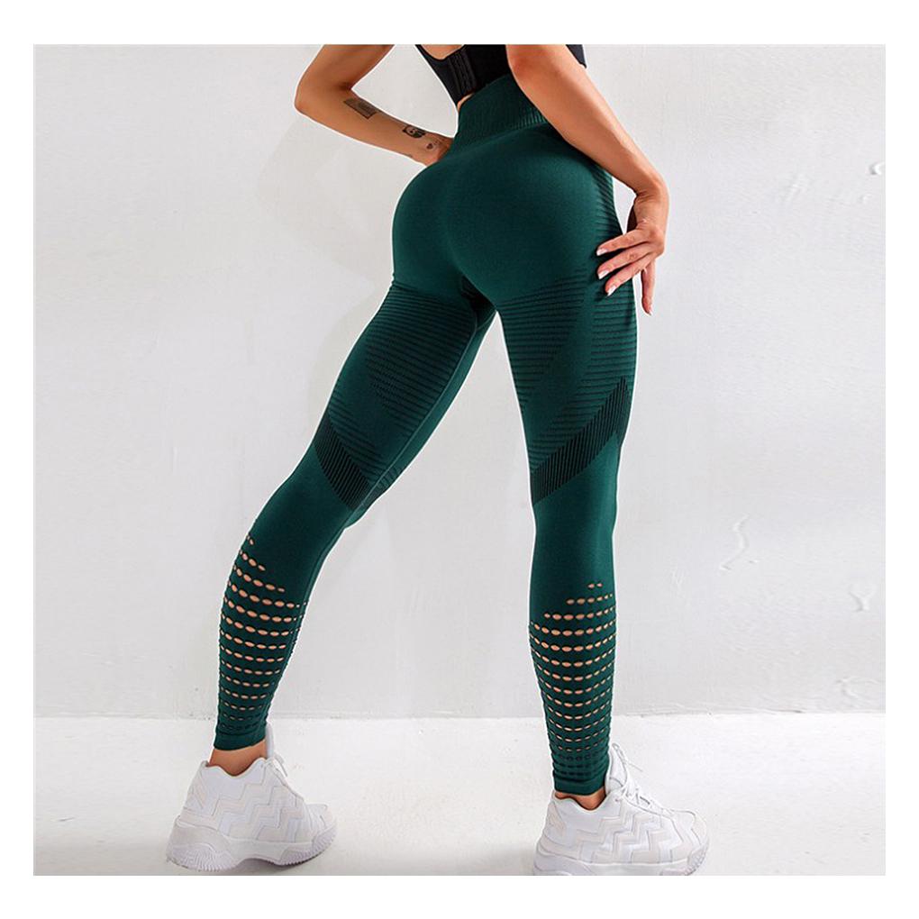 Damen Fitness Leggings Yoga Naht Super Loch Schweißabsorbierend Hose Ausgeschnitten Gehen Joggen Elastisch Lässig Legging Einfarbige