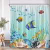 Nautical Cartoon Shower Curtain Tropical Fish Starfish Shell Seaweed Coral Underwater Bathroom Decoration Polyester Bath Curtain