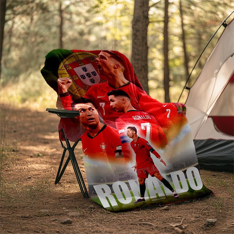 1pc Soccer7 (4) Theme Blanket - Digital Print, Polyester, Cozy for All Seasons, Perfect for Outdoor, Camping, and Travel