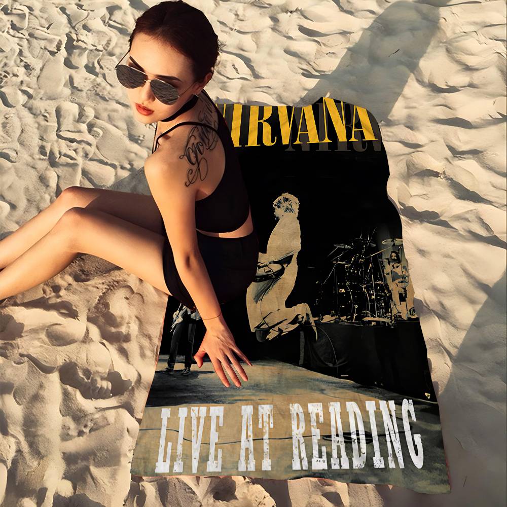 Band Hot N-Nirvana Microfiber Printed Beach Towel Mountain Climbing Yoga Beach Swimming Running Absorbent Soft Towel
