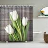 Leaf Plant Bamboo Flowers Trees Tulip Shower Curtains Bathroom Curtain Waterproof Polyester Bath Curtain with 12 Hooks