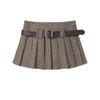 Women's Retro Houndstooth Pleated Midi & High Waist Mini Skirt - Autumn Collection XS