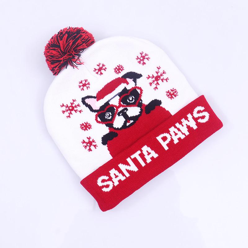 

Светодиодная светящаяся рождественская шапка с мультяшным дизайном для детей и взрослых – Теплая вязаная шапка