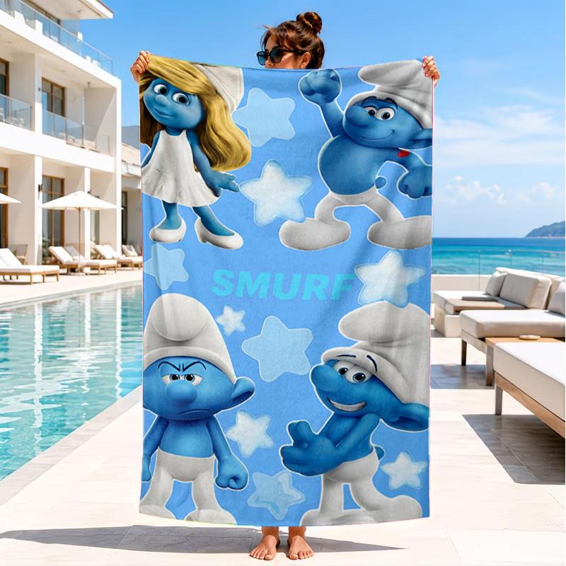 Blue Smur-f Characters Beach Towel, Super Soft Microfiber, Perfect Gift for Her/Him, Birthday, for Pool, Beach, Travel, Decor Beach Party