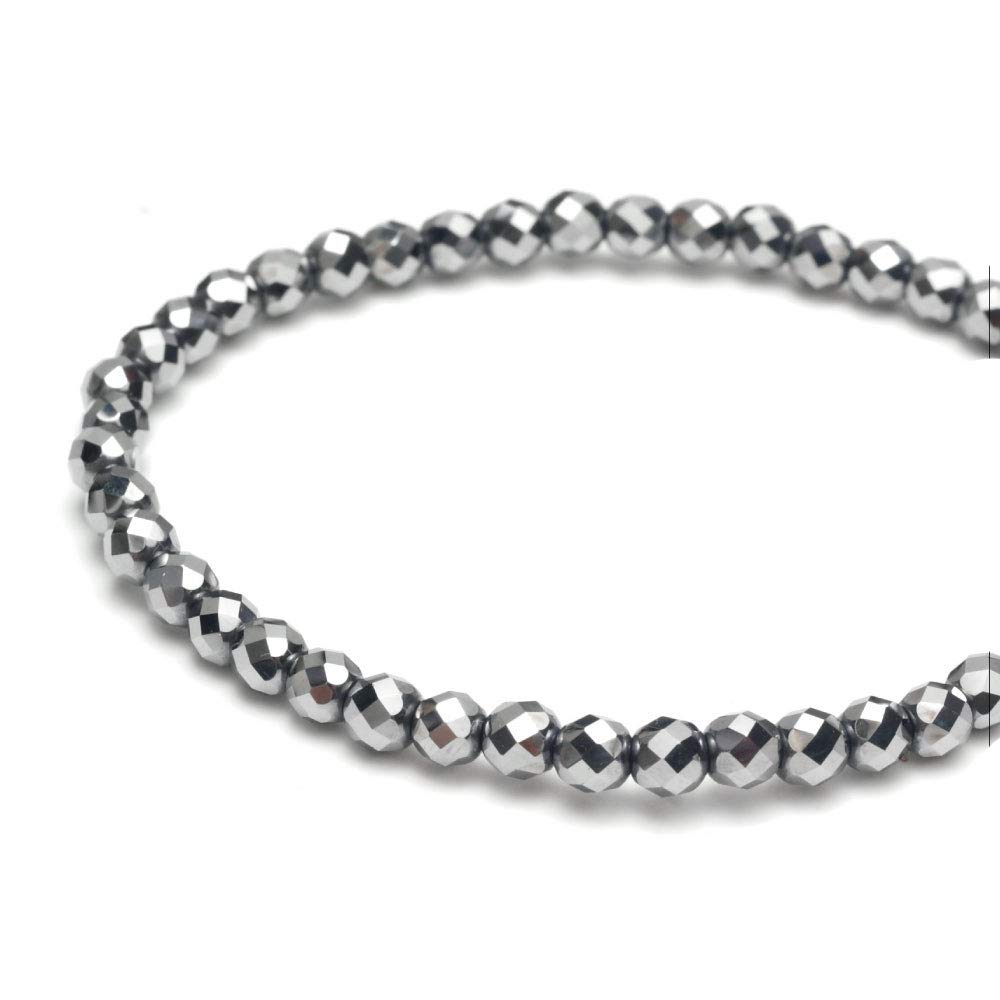 

Beautéller Terahertz 4mm Diamond Cut Terahertz Ore, Raw Power Stone, Natural Stone, Health Accessory (Bracelet, 15cm)