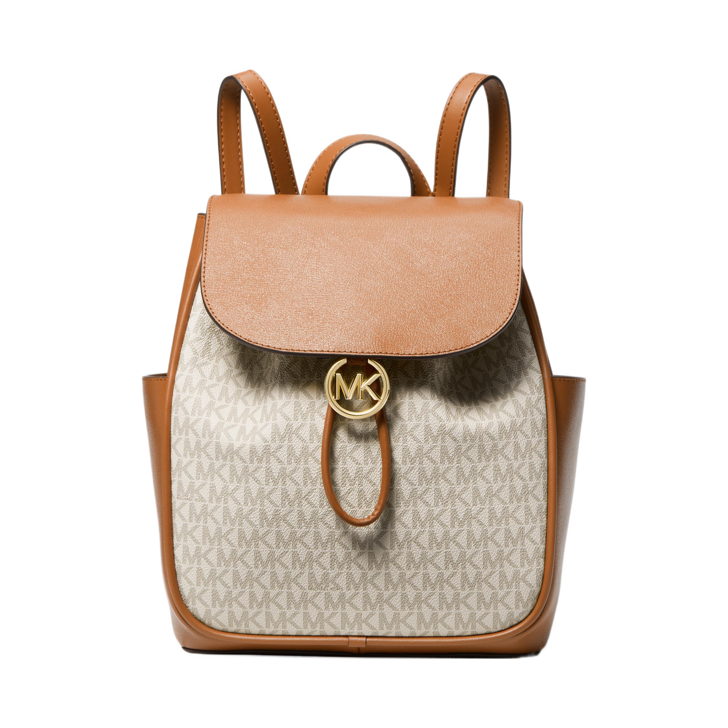 Michael Kors MK Cheryl Monogram Leather Backpack Women backpack Vanilla-White Acorn-Brown 30F3G2EB2B-149 Basic Set BagDust Bag 28800₽